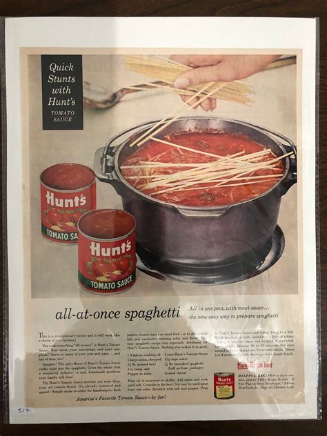 Hunts Tomato Sauce 1950s Original Magazine Print Ad Etsy