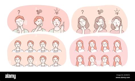 emotions facial expression variety concept male  female face