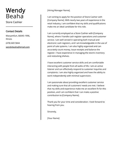 Store Cashier Cover Letter Examples Template And 20 Tips