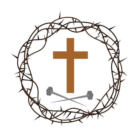 Christian Cross With Nails And Crown Of Thorns Vector Illustration