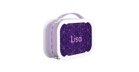 Personalized Purple Glitter Lunch Box Zazzle