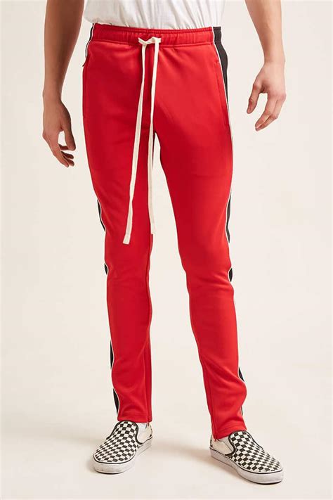 Lyst Forever 21 Black Keys Drawstring Track Pants In Red For Men