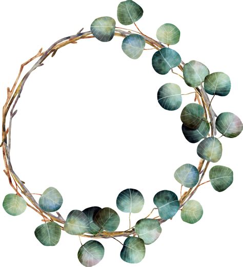 Wreath Leaf Watercolor Wreath Of Green Leaves Png Is