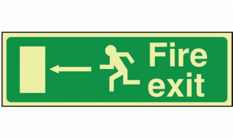 Photoluminescent Glow In The Dark Fire Exit Left Sign