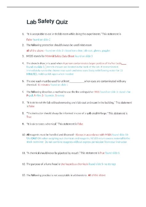 Chem Week Lab Safety Quiz Chem Stuvia Us