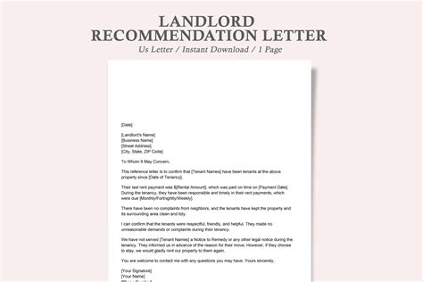 Landlord Letter Of Recommendation Templatelandlord Recommendation