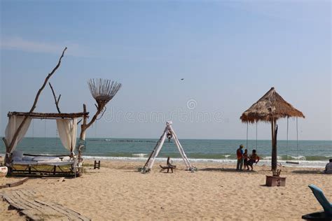 View Of The Recreational Landscape At Cha Am Beach Area Phetchaburi