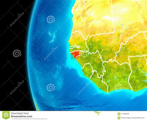 Mapa De Guinea Bissau En Rojo Stock de ilustración Ilustración de