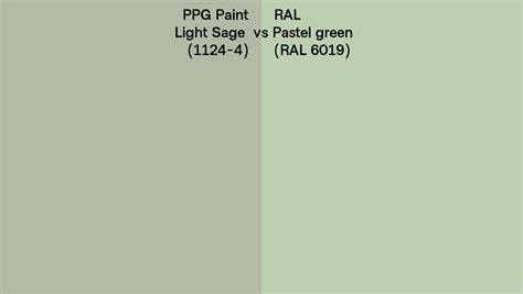 PPG Paint Light Sage 1124 4 Vs RAL Pastel Green RAL 6019 Side By