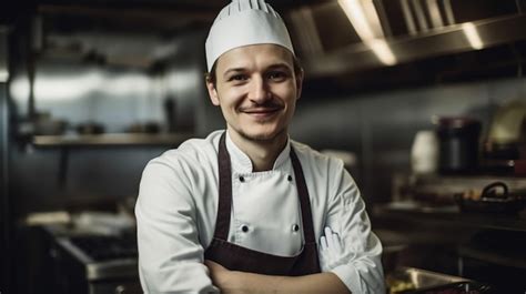 Premium Ai Image A Chef In A Restaurant Kitchen With His Arms Crossed