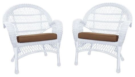 Jeco 15 Resin Wicker Patio Chair In White Set Of 2 Tropical