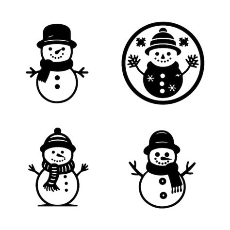 Doodle de ilustração de boneco de neve vetorial Vetor Premium