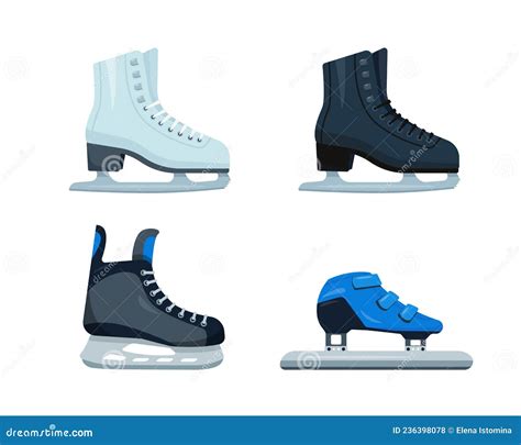 Conjunto De Patines De Hielo Hockey Sobre Patines De Figuras Blancas Y