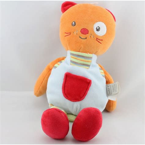 Doudou Chat Orange Bleu Rouge Ray Vert B B