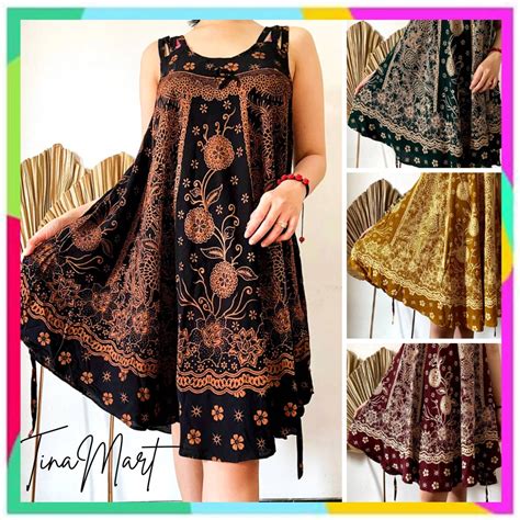 Jual Baju Tidur Dress Daster Batik Yukensi Singlet Tanpa Lengan