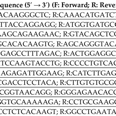 List And Sequences Of Mouse Primers Used For Rt Pcr Analysis