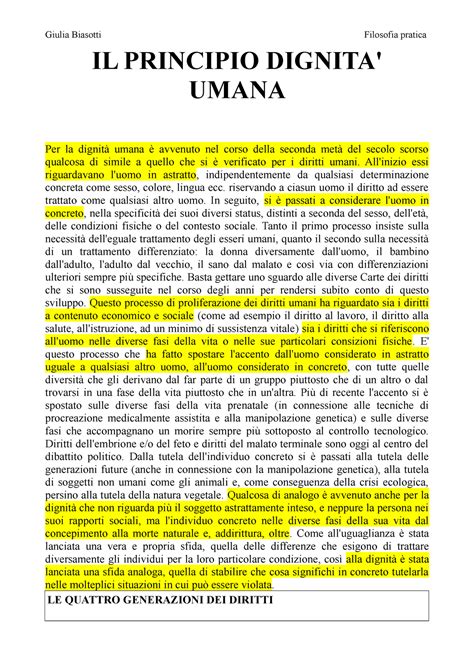 Filosofia Pratica Il Principio Dignita Umana Per La Dignit Umana