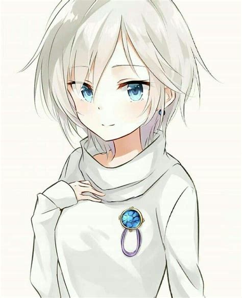 Anime Girl With Short White Hair