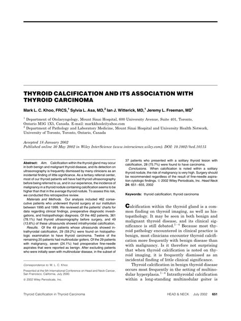 (PDF) Thyroid calcification and its association with thyroid carcinoma