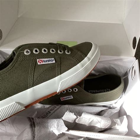 Superga Mens Khaki And White Trainers Depop