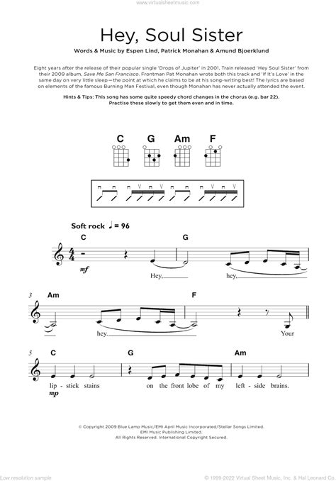 Hey Soul Sister Sheet Music For Ukulele Pdf V3