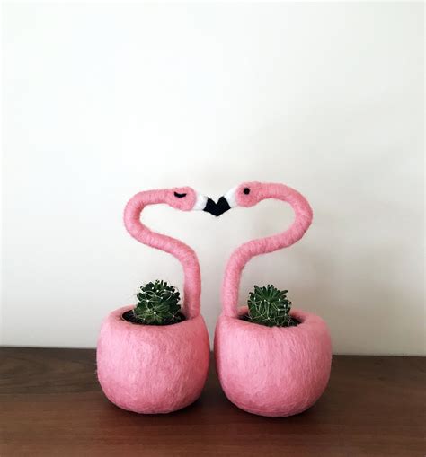 Flamingo pots made by both needle and wet felting method. #flamingos # ...