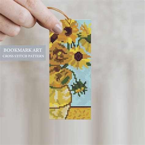 Cross Stitch Bookmark Pattern Sunflowers Vincent Van Gogh Printable