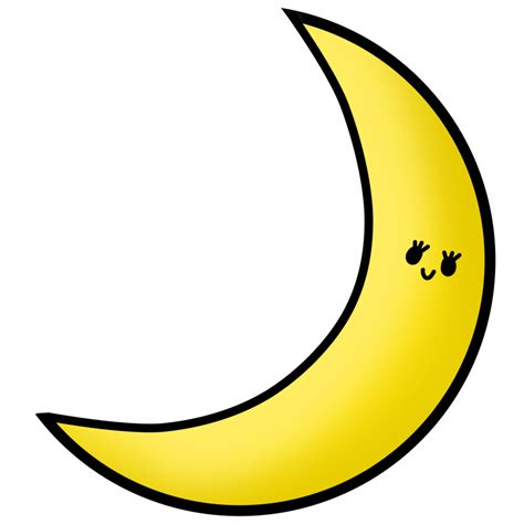 The yellow half moon is smiling happily 27232630 PNG