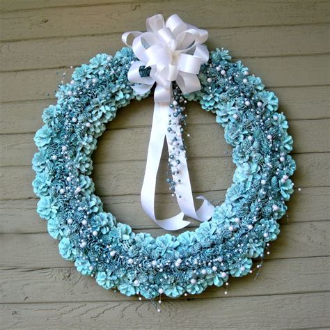 Robins Egg Pinecone Wreath Wreaths Holiday Wreaths Robins Egg Blue