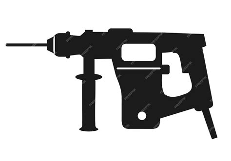 Premium Vector Black Silhouette Of Impact Drill Gun Vector Impact