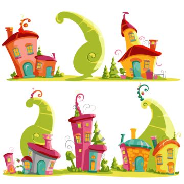 Whoville Clipart Cartoon Houses And Trees By A Road On It Vector ...