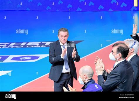 Coach Angelo Lorenzetti Itas Trentino During The Volleyball Italian