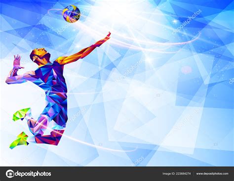 Illustration Abstract Volleyball Player Silhouette Triangle Volleyball