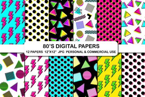 80s Digital Background Papers 80s Vintage Pattern Paper