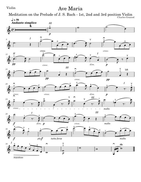 Ave Maria By Gounod Sheet Music For Violin Solo