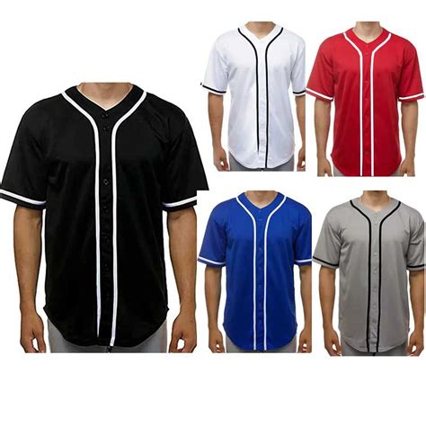 Camiseta De B Isbol Con Botones Para Hombre Camisa De Manga Corta