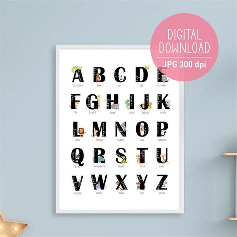 DIGITAL DOWNLOAD, ABC Wall Art Alphabet Poster Alphabet Print Printable ...