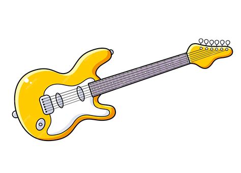 Guitarra Eléctrica Amarilla Vector Premium