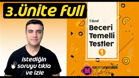 7 Sınıf Meb Beceri Temelli Sorular 3 Ünite Matematik Full Tek video