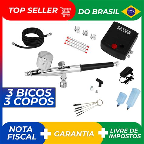 Kit Aerógrafo Compressor Completo 17 Pçs Bivolt Aerografia