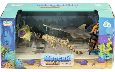 Набор фигурок Kids Team Морские жители: бычья акула, рыба пила, окунь ...