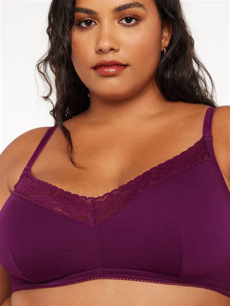 Cotton Essentials Lace Trim Bralette In Purple Savage X Fenty