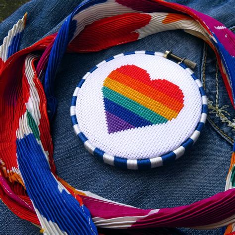 Pride Cross Stitch Pattern Rainbow Heart Cross Stitch Etsy