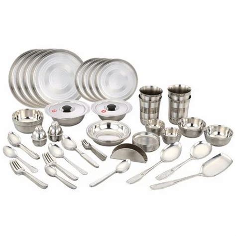 Silver Pcs Stainless Steel Dinner Set Packaging Type Box At Rs