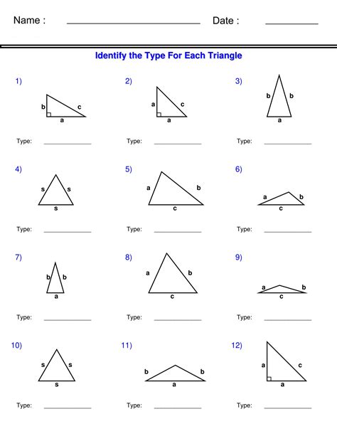 Identifying Triangles Identify The Type For Each Triangle Triangle Worksheets Made By Teachers