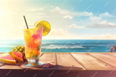 Premium Ai Image Sipping A Refreshing Tropical Cocktail On A Sandy