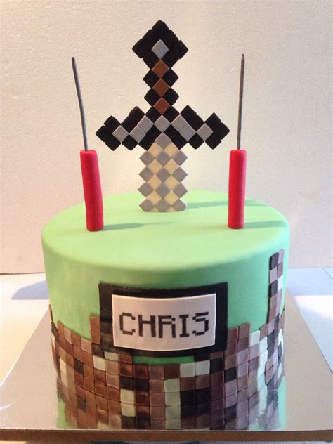 Minecraft Cake With Sparkler Candle Dynamite Cake Sparklers