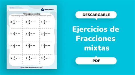 36 Ejercicios De Fracciones Mixtas Descargar En PDF