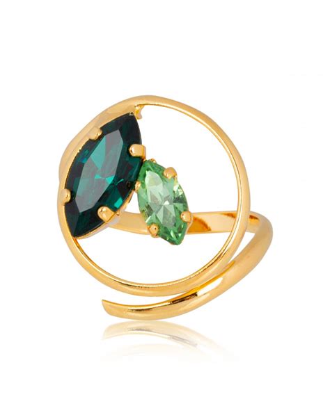 Marazzini Ring Swarovski Crystal Navette F Mix Emerald Medina