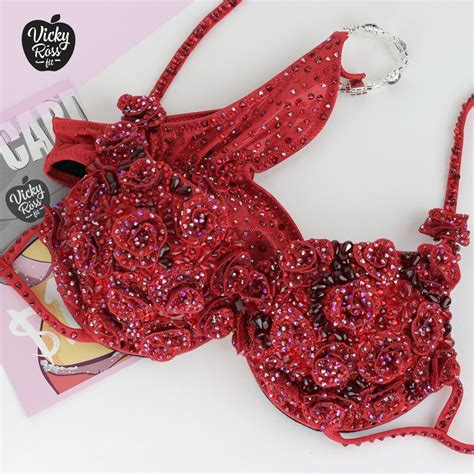 Red Rose WBFF Diva Bikini Competition Suit For Women By Vicky Etsy